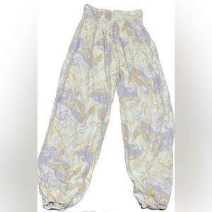 Purple and Cream Lotus and Luna Harem S petite pants NWOT